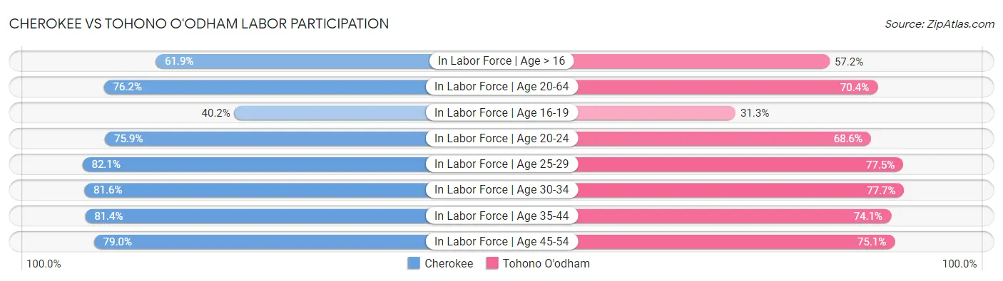 Cherokee vs Tohono O'odham Labor Participation