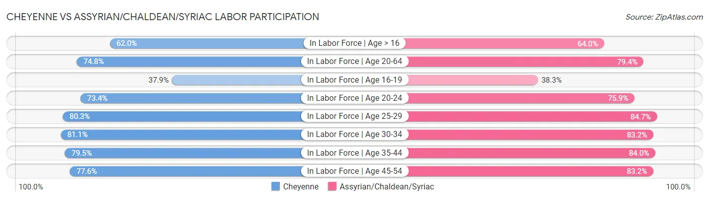 Cheyenne vs Assyrian/Chaldean/Syriac Labor Participation