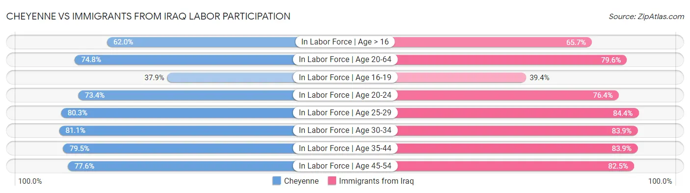 Cheyenne vs Immigrants from Iraq Labor Participation
