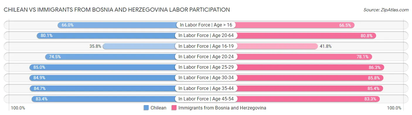 Chilean vs Immigrants from Bosnia and Herzegovina Labor Participation