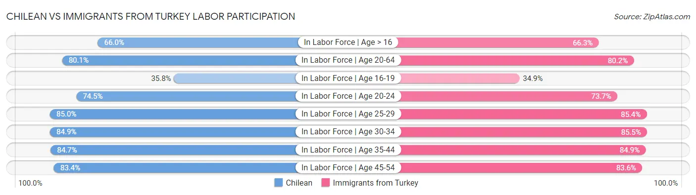 Chilean vs Immigrants from Turkey Labor Participation