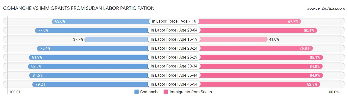 Comanche vs Immigrants from Sudan Labor Participation