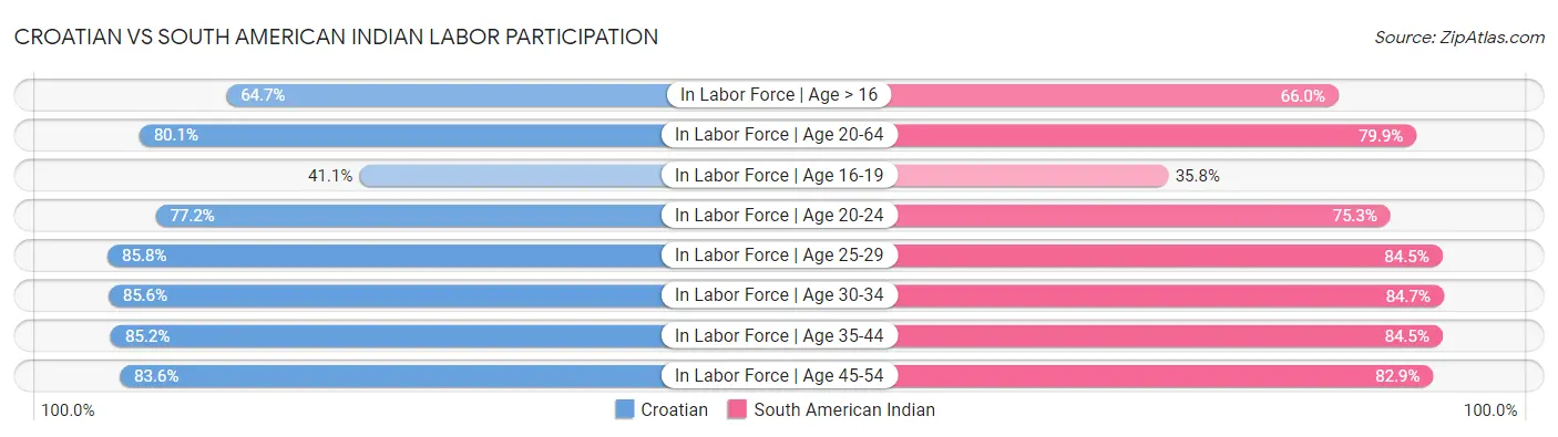 Croatian vs South American Indian Labor Participation