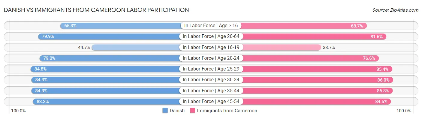 Danish vs Immigrants from Cameroon Labor Participation