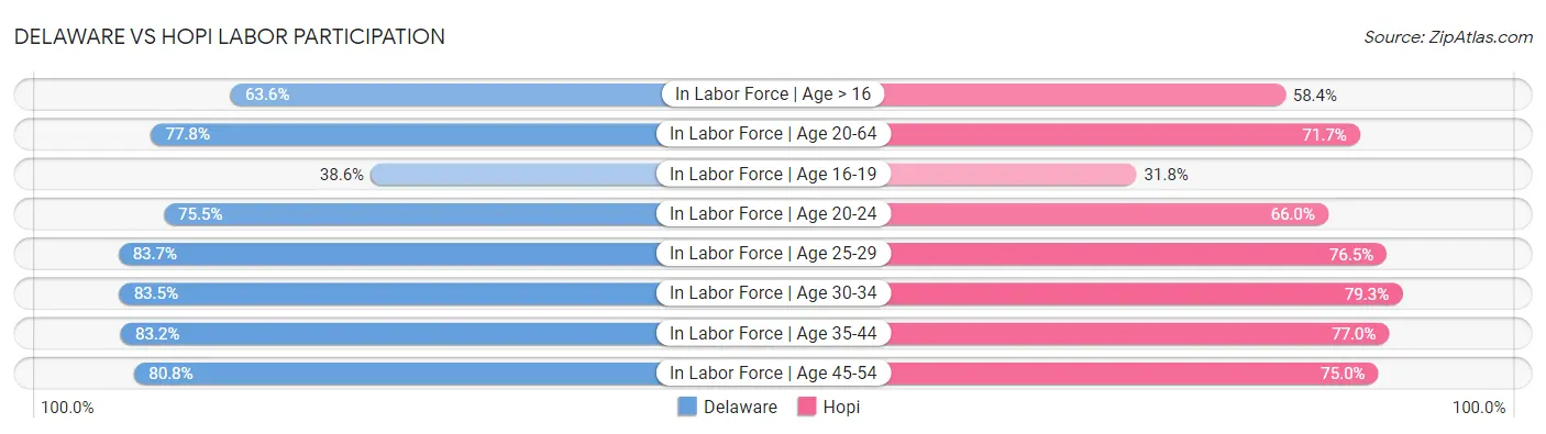 Delaware vs Hopi Labor Participation