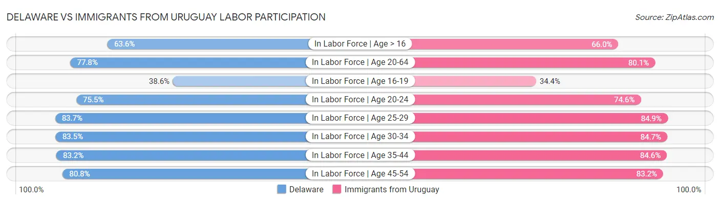 Delaware vs Immigrants from Uruguay Labor Participation