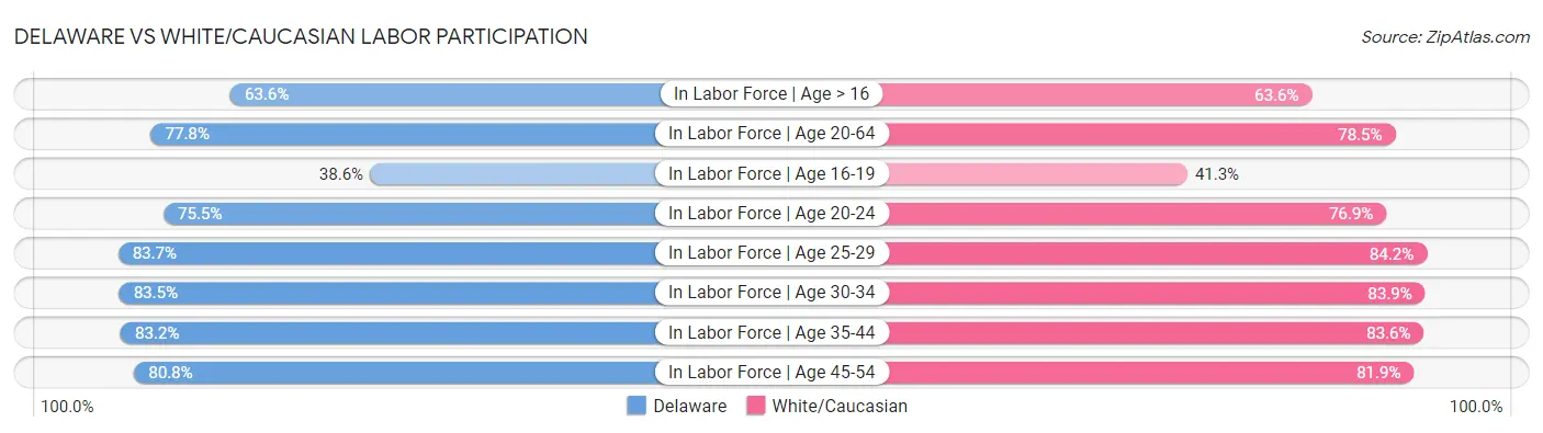 Delaware vs White/Caucasian Labor Participation