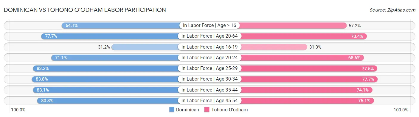 Dominican vs Tohono O'odham Labor Participation