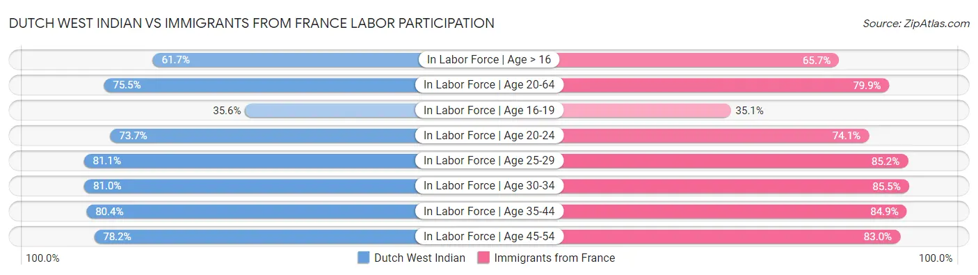 Dutch West Indian vs Immigrants from France Labor Participation