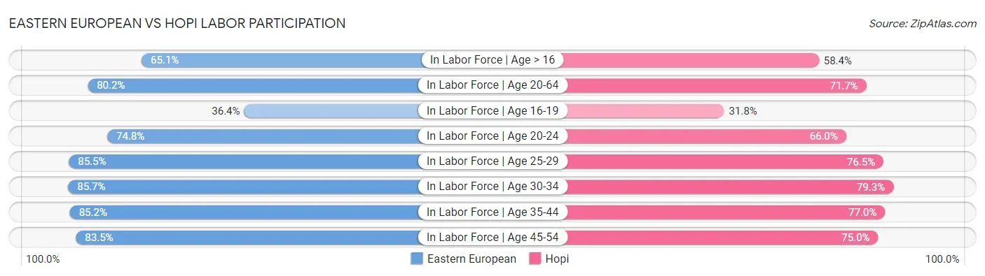 Eastern European vs Hopi Labor Participation