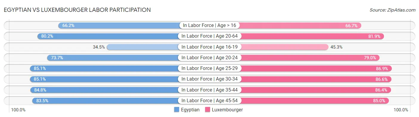 Egyptian vs Luxembourger Labor Participation