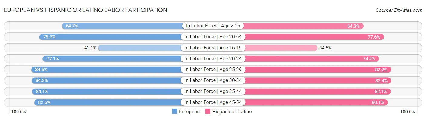 European vs Hispanic or Latino Labor Participation