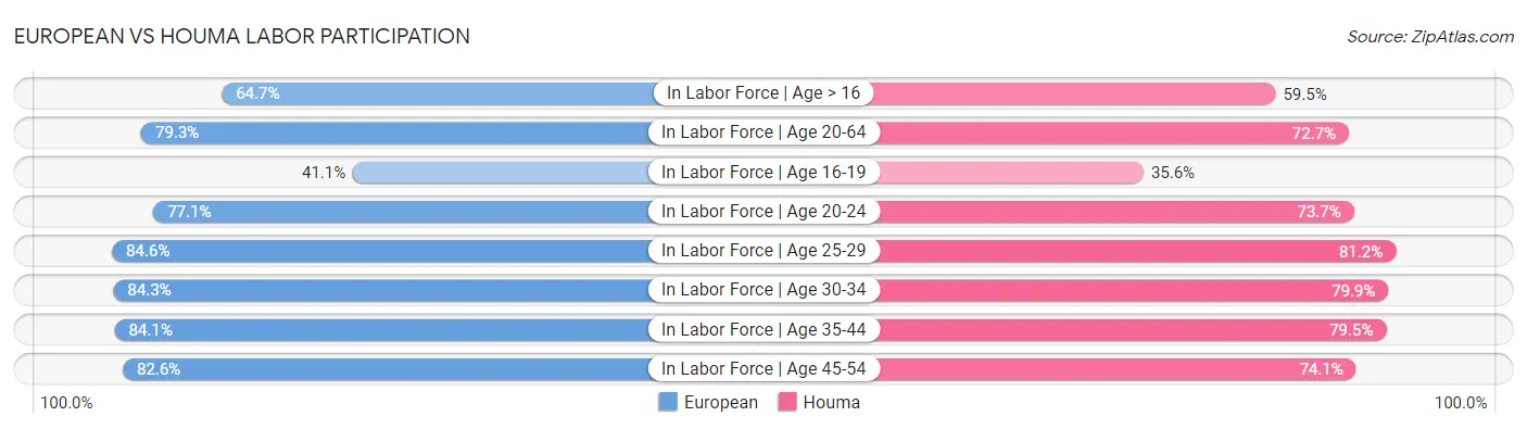 European vs Houma Labor Participation