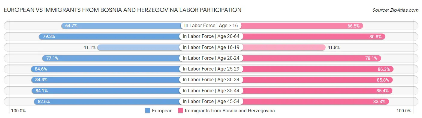 European vs Immigrants from Bosnia and Herzegovina Labor Participation