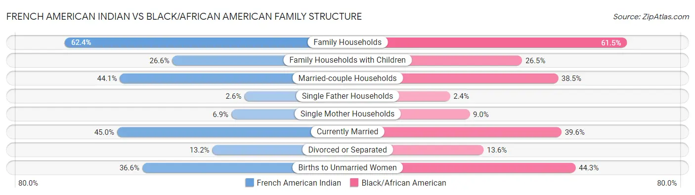French American Indian vs Black/African American Family Structure