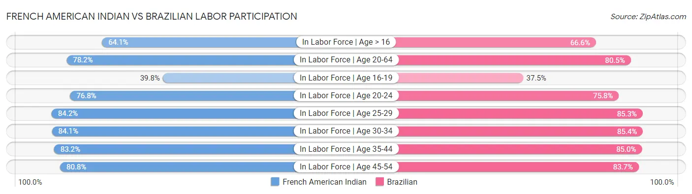 French American Indian vs Brazilian Labor Participation
