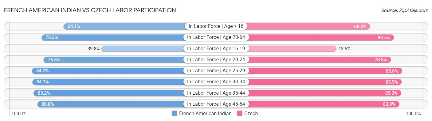 French American Indian vs Czech Labor Participation