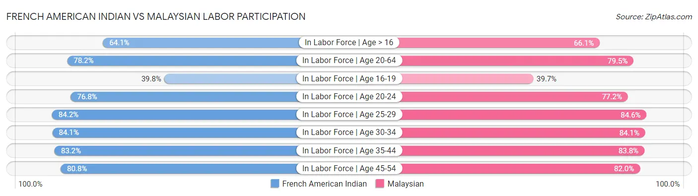 French American Indian vs Malaysian Labor Participation