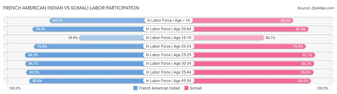French American Indian vs Somali Labor Participation