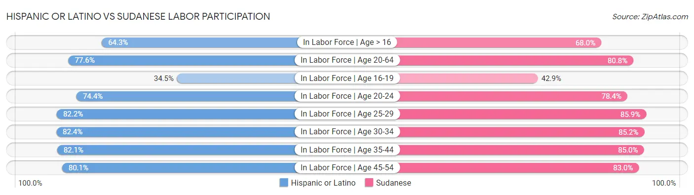 Hispanic or Latino vs Sudanese Labor Participation