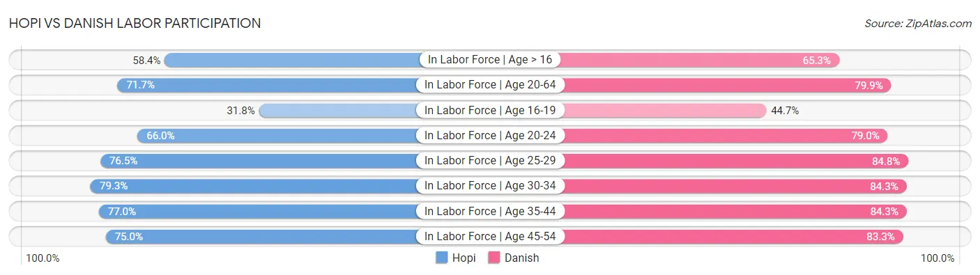 Hopi vs Danish Labor Participation