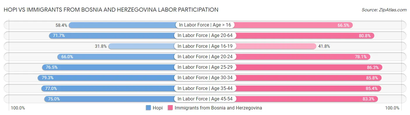 Hopi vs Immigrants from Bosnia and Herzegovina Labor Participation