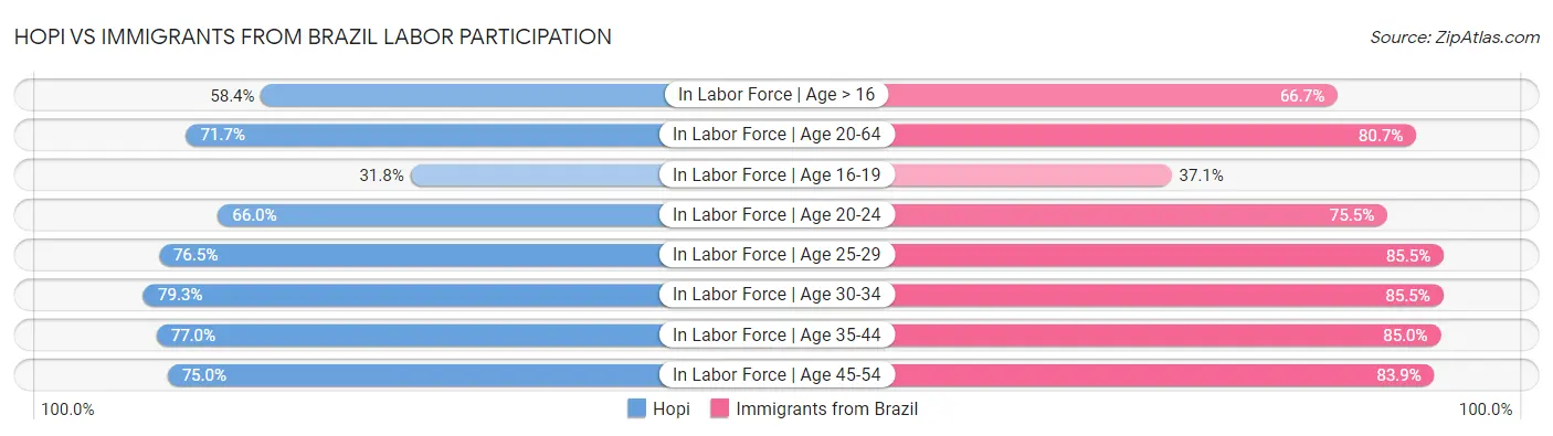 Hopi vs Immigrants from Brazil Labor Participation