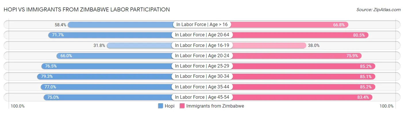 Hopi vs Immigrants from Zimbabwe Labor Participation