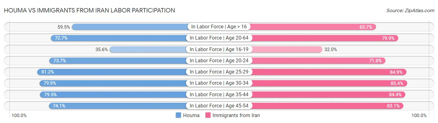 Houma vs Immigrants from Iran Labor Participation