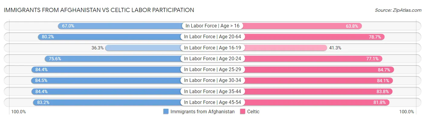Immigrants from Afghanistan vs Celtic Labor Participation