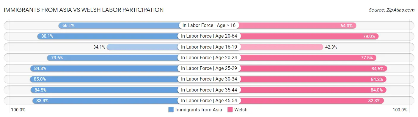 Immigrants from Asia vs Welsh Labor Participation