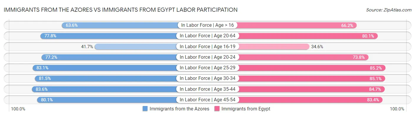 Immigrants from the Azores vs Immigrants from Egypt Labor Participation