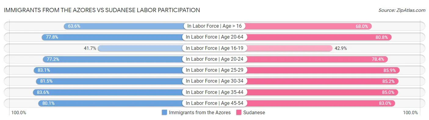Immigrants from the Azores vs Sudanese Labor Participation