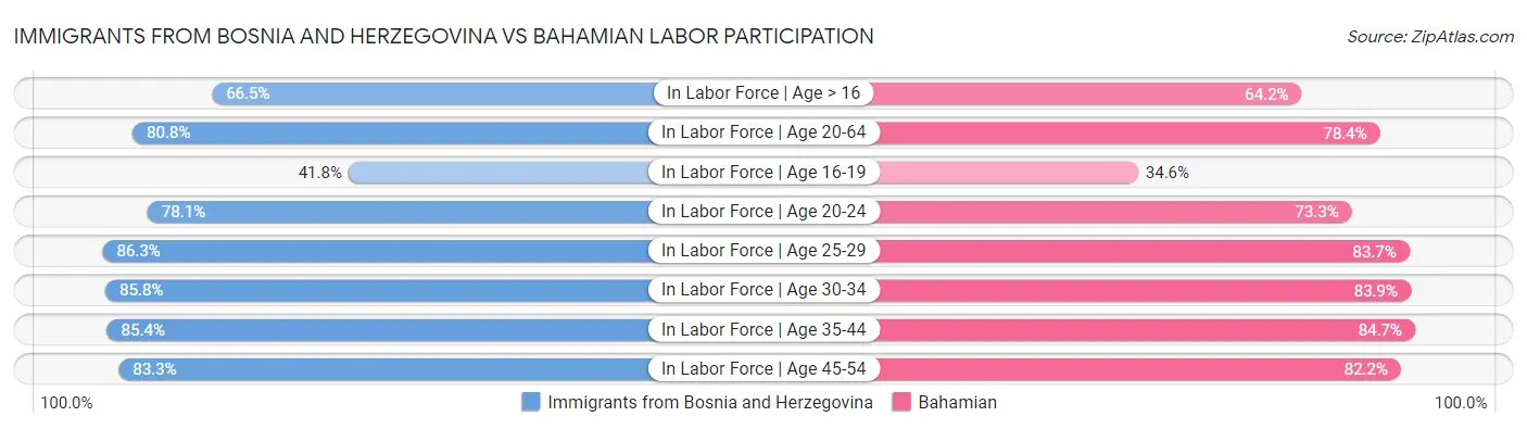 Immigrants from Bosnia and Herzegovina vs Bahamian Labor Participation