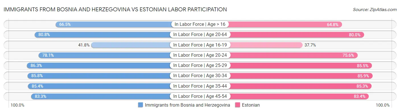 Immigrants from Bosnia and Herzegovina vs Estonian Labor Participation
