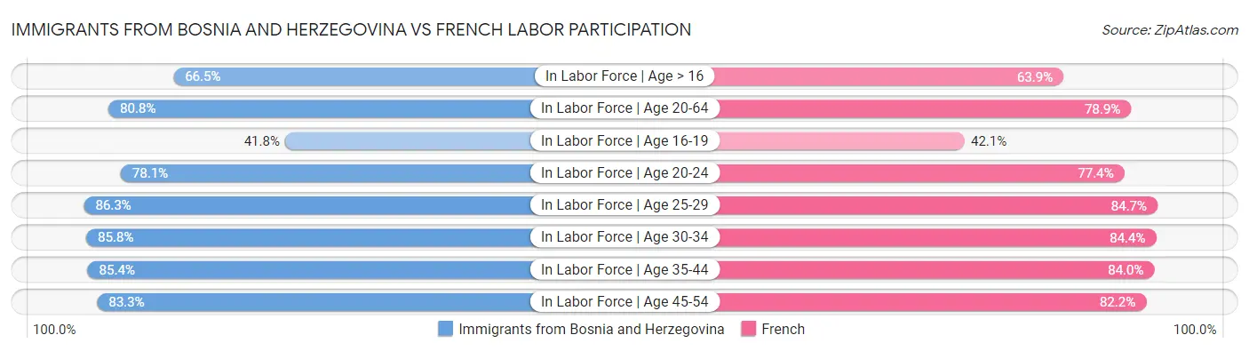 Immigrants from Bosnia and Herzegovina vs French Labor Participation