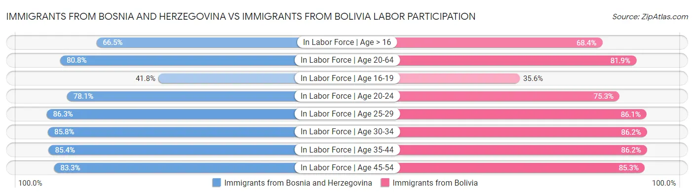 Immigrants from Bosnia and Herzegovina vs Immigrants from Bolivia Labor Participation