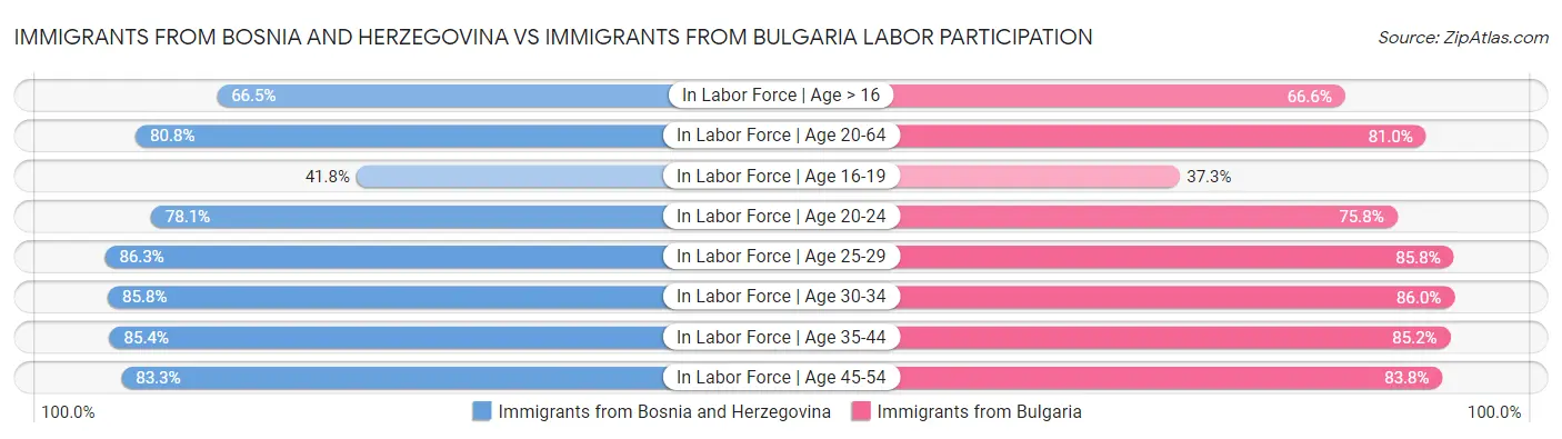 Immigrants from Bosnia and Herzegovina vs Immigrants from Bulgaria Labor Participation