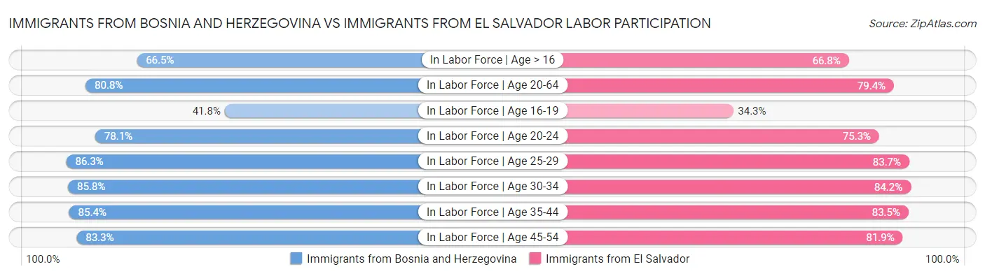 Immigrants from Bosnia and Herzegovina vs Immigrants from El Salvador Labor Participation