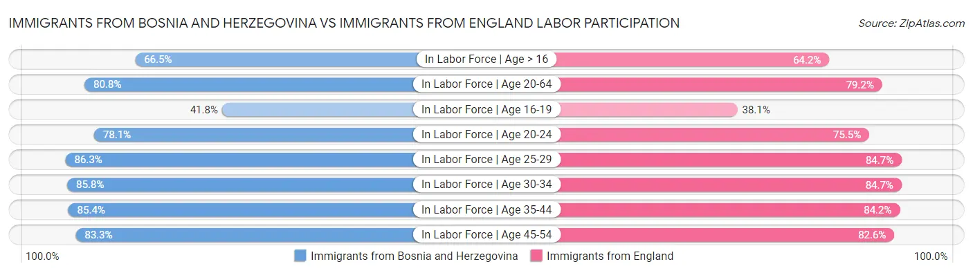 Immigrants from Bosnia and Herzegovina vs Immigrants from England Labor Participation
