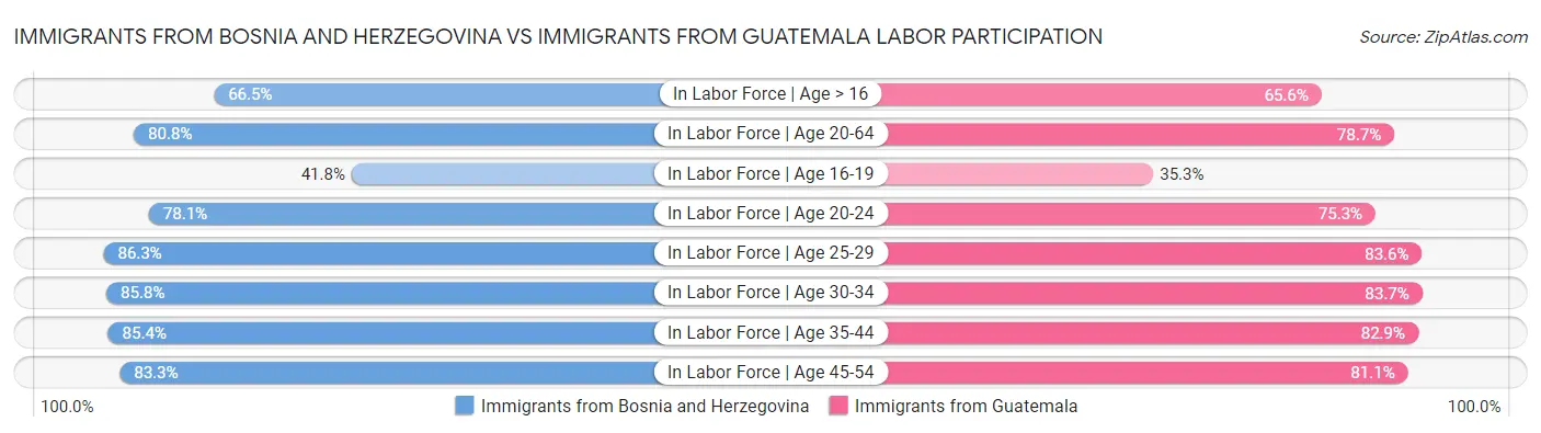 Immigrants from Bosnia and Herzegovina vs Immigrants from Guatemala Labor Participation