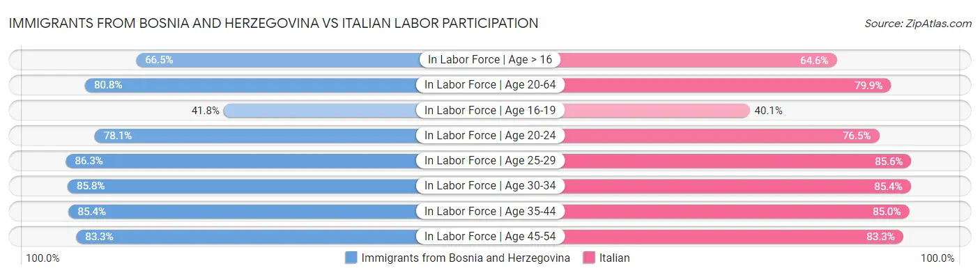 Immigrants from Bosnia and Herzegovina vs Italian Labor Participation