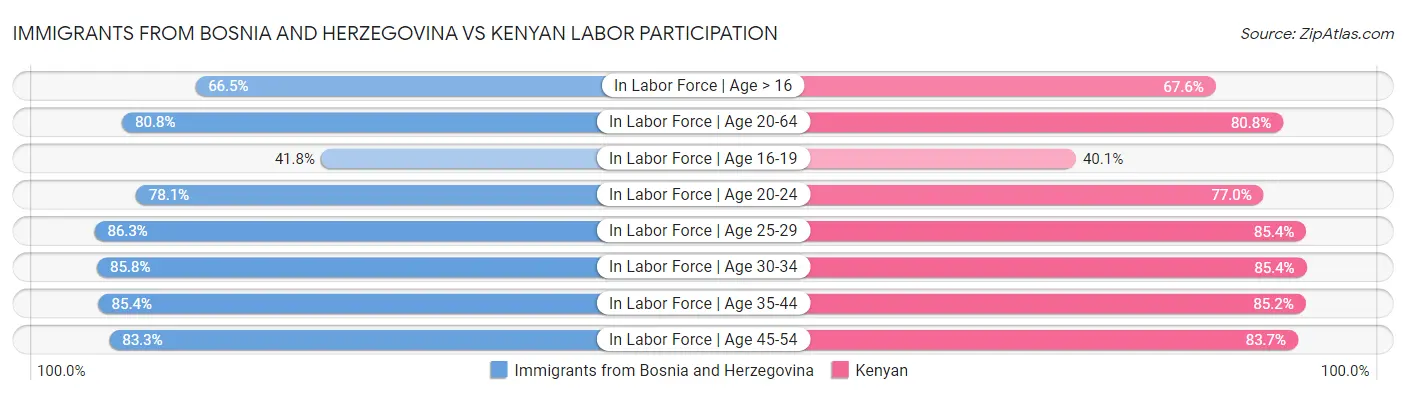 Immigrants from Bosnia and Herzegovina vs Kenyan Labor Participation