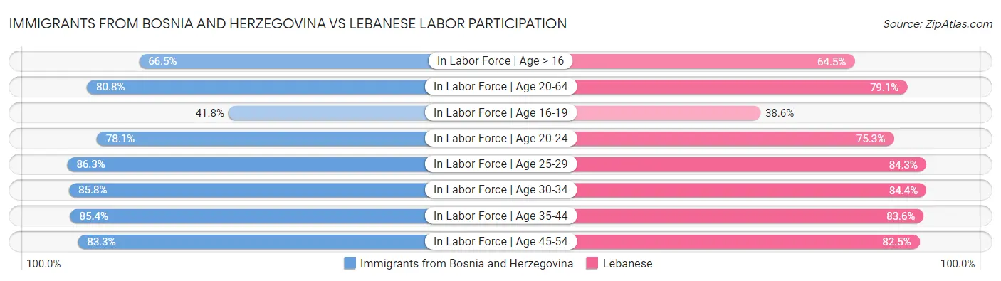 Immigrants from Bosnia and Herzegovina vs Lebanese Labor Participation