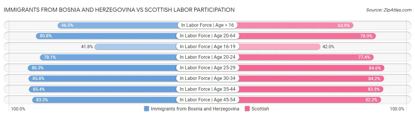 Immigrants from Bosnia and Herzegovina vs Scottish Labor Participation