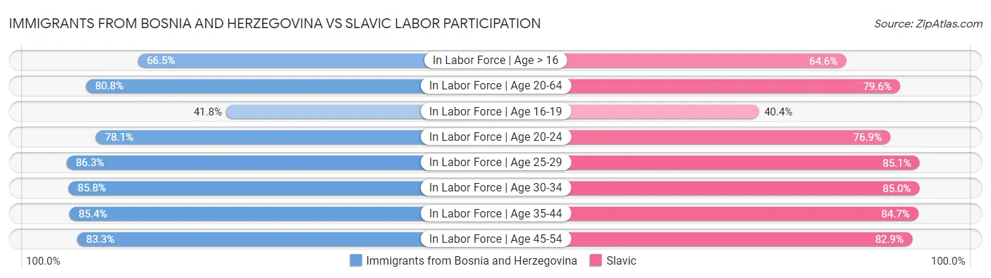Immigrants from Bosnia and Herzegovina vs Slavic Labor Participation