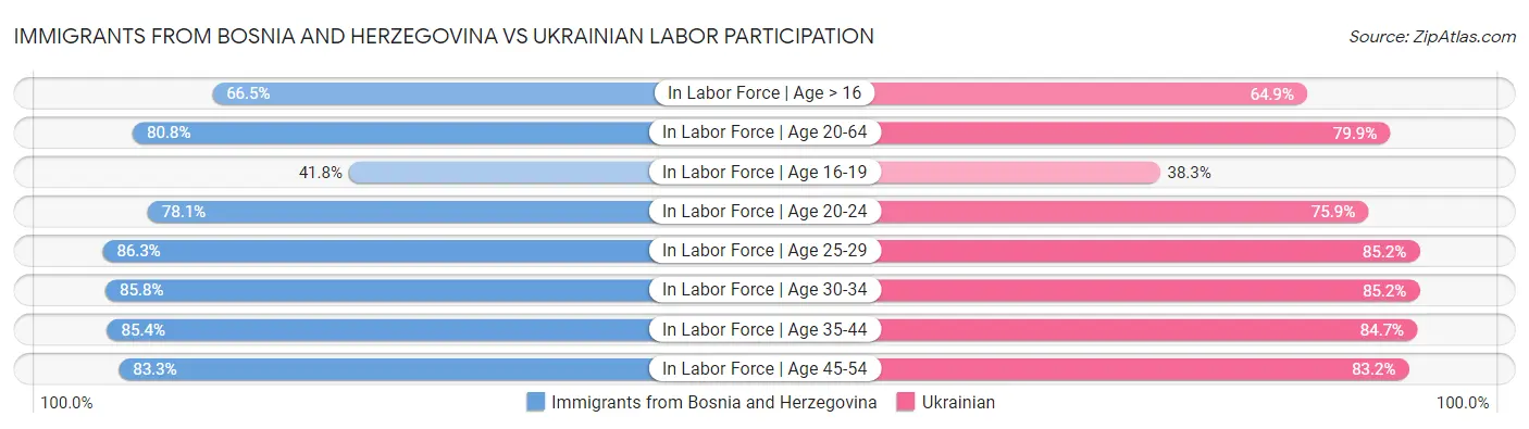 Immigrants from Bosnia and Herzegovina vs Ukrainian Labor Participation