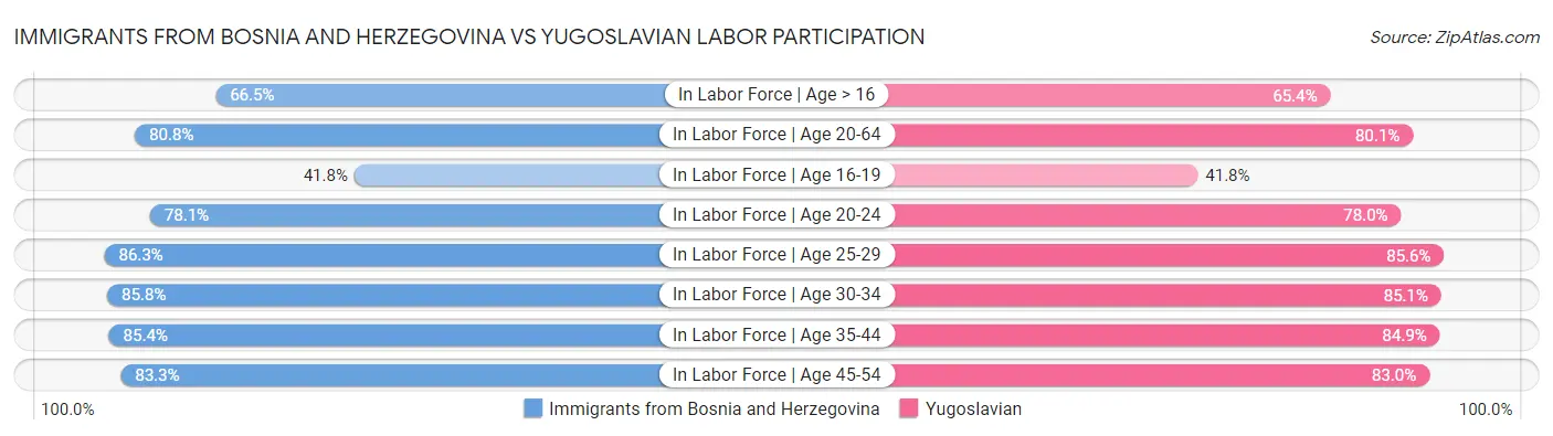 Immigrants from Bosnia and Herzegovina vs Yugoslavian Labor Participation