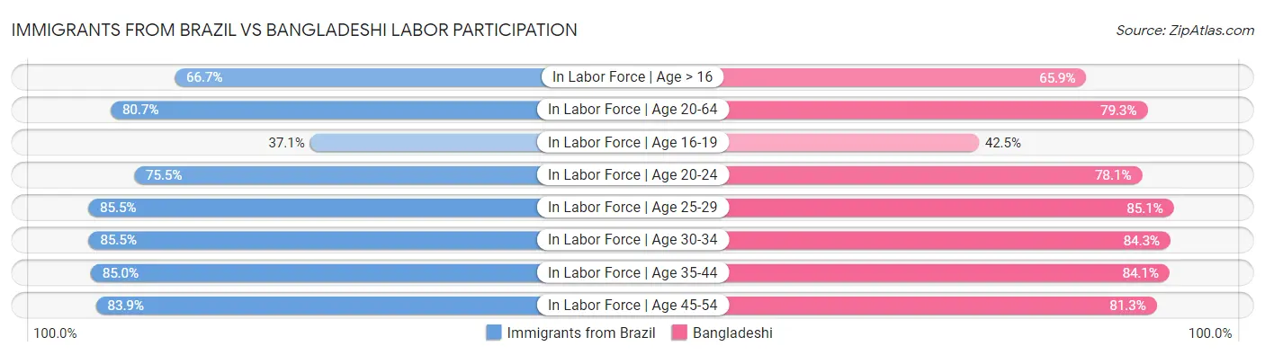 Immigrants from Brazil vs Bangladeshi Labor Participation