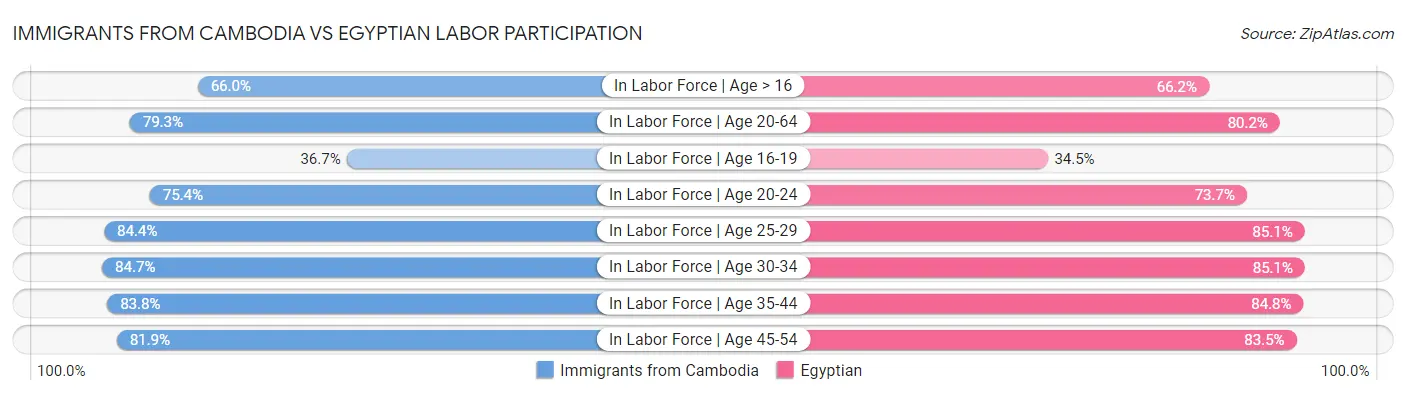 Immigrants from Cambodia vs Egyptian Labor Participation